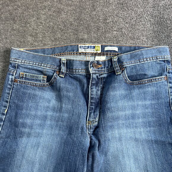 Old Navy Womens Low Waist Cuffed Hem Blue Denim Stretch Capri Jeans Size 12 2005 - Picture 10 of 13